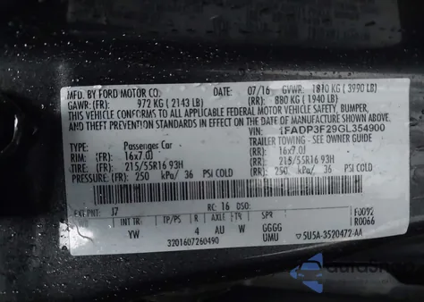 2016 Ford Focus Se z USA, uszkodzony, nr VIN 1FADP3F29GL354900